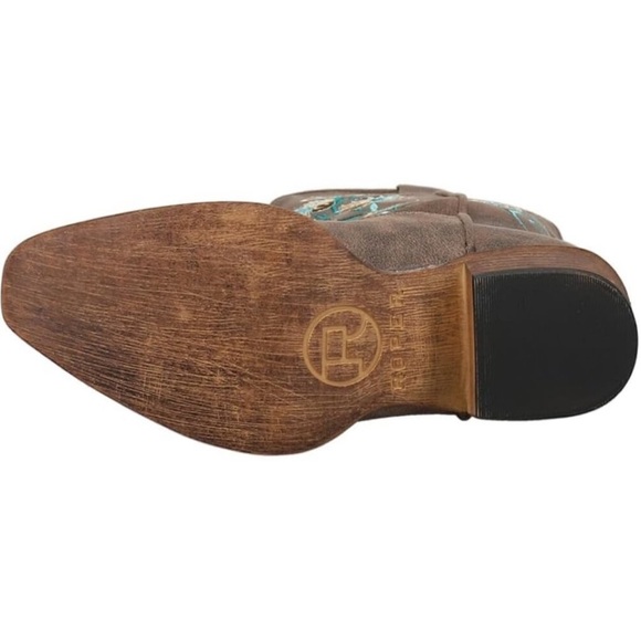 Roper Cowboy Boots Women Brown Riley Floral Western Vintage Snip Toe Insole Boot - Picture 6 of 7